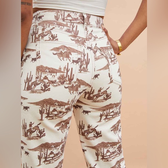 Reformation Sonora Desert Print Straight Leg Jeans Size 26 “Desert Sand” Wash - Picture 2 of 11